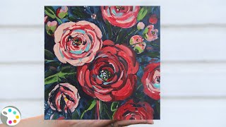 How to Paint Roses with Acrylics  A Playful Flower Painting [upl. by Wamsley]