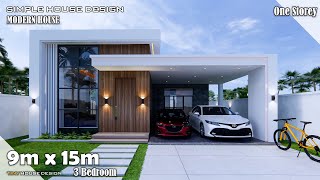 House Design  Simple House  9m x 15m One storey  3 Bedroom [upl. by Anol676]