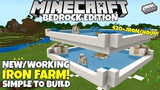 Minecraft Bedrock IRON FARM SimpleWorking 420 IronHour 121 Update Tutorial [upl. by Wynny752]