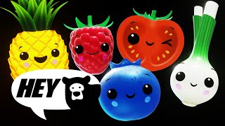 Hey Bear Sensory  Fruit Salad Dance Party  Counting 1 to 10  Fun animation with music [upl. by Wilmer]