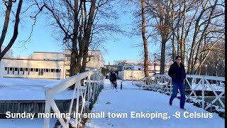 Swedish town Enköping Snowy walk from the river to one of Sweden’s oldest amp most colorful churches [upl. by Gatias241]